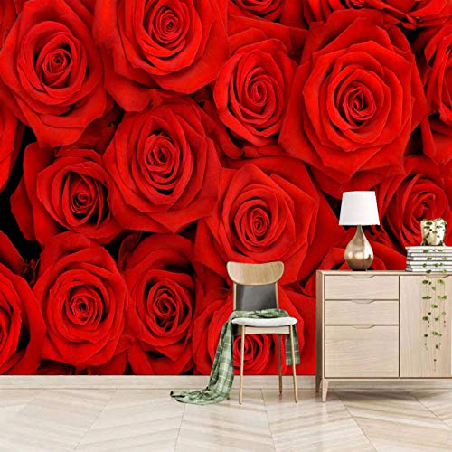 XiaoCha Red Romantic Plant Rose 3D Wall Murals Bedroom Large Wallpapers Living Room Peel And Stick Pictures Self Adhesive Photos Dining Room Home Decor Garage Door Murals 66X96 Inches, A-8