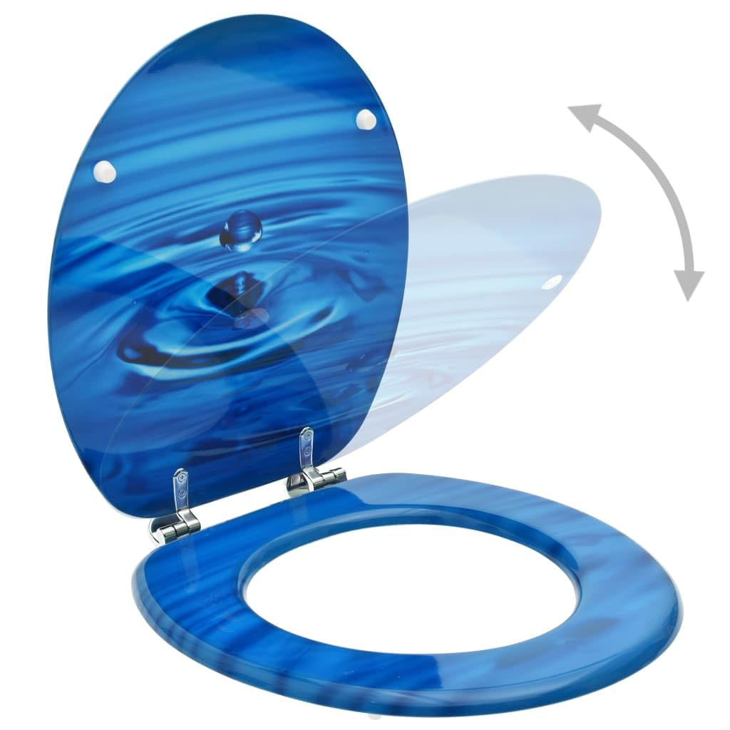 Sedile WC sedile sedile WC con coperchio MDF blu gocce d'acqua 02_0002928