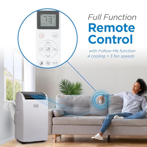 BLACK+DECKER Smart Portable Air Conditioner, 14,000 BTU (10,200 BTU SACC) for Rooms up to 700 Sq. Ft., Smart Portable AC with Follow Me Remote and Window Kit, BPACT14WT, White