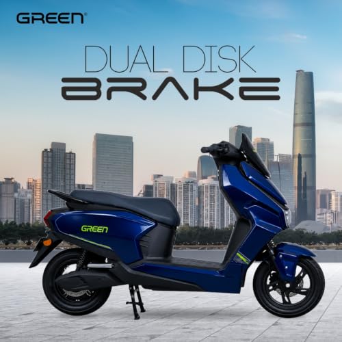 Image of Green Polo Low Speed Electric Scooter Non RTO with Portable Charger (80 KM - Blue)