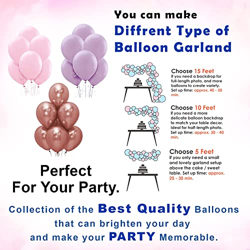 Image of Bliss & Bow Latex Birthday Balloon Kit | Pink, Purple Pastel Balloons Combo with Paper Banner, Balloon Arc, Glue Dots, Silver Confetti for Girls, Kids, Baby | Ideal Party Decor Set (128 Piece)