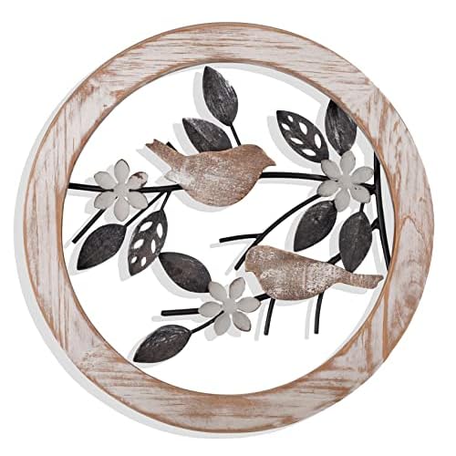 Ultra-thick Bathroom Wall Decor Bird on Tree Branch Bathroom Wall Art Farmhouse Wall Decor for Outdoor Kitchen Bathroom Bedroom Living Room Garden Office(11.8×11.8in)