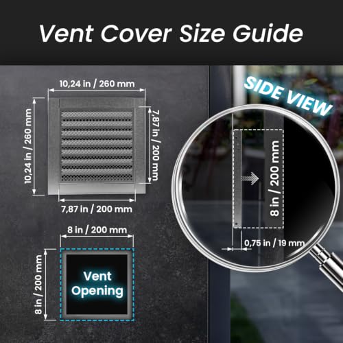 Image of Repa Market 8 x 8 Inch (Vent Opening Size) Heavy-Duty Galvanized Steel Gable Vent - Air Vent Covers with Mesh Screen - Cold Air Intake, Register Vent Cover for HVAC - Outdoor Air Return Grille