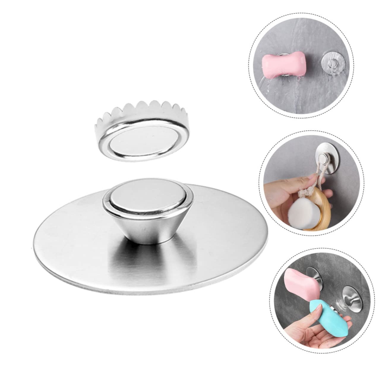 TOPBATHY 5sets Portasapone Magnetico Da Parete Inossidabile Dispenser Stile Contemporaneo Per Bagno Installazione Senza Foratura Design Multifunzionale e Elegante Facile Accesso Al Sapone