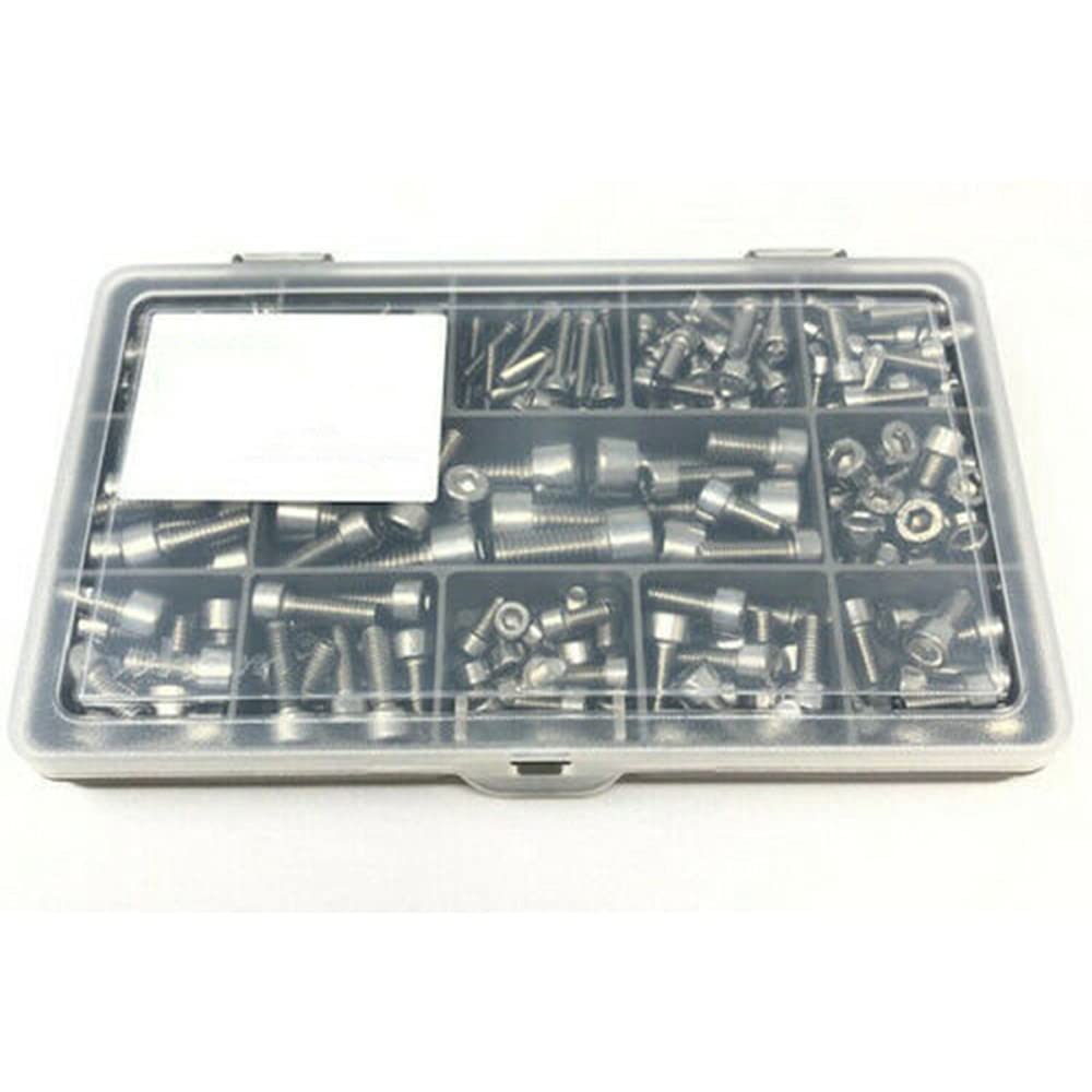 /G 220 Piezas Tornillos de Cabeza Hueca Surtidos Tornillos de Cabeza Hueca métrica de Acero Inoxidable M3 M4 M5 M6 M8 DIN912 Kit de Surtido de Sujetadores