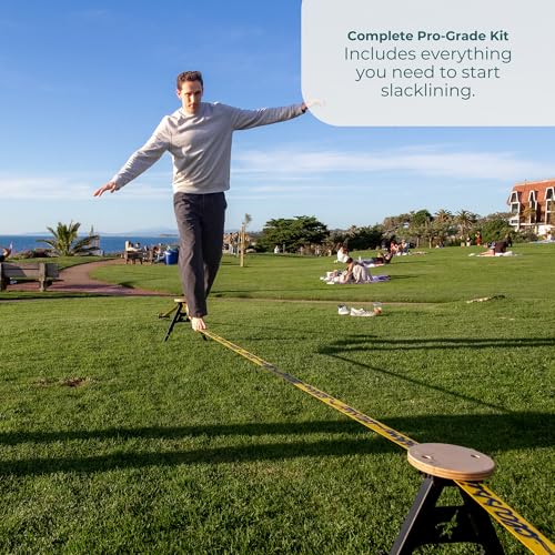 Image of GIBBON SlackYard Slackline Kit - Freestanding, No Trees Required | Outdoor Progression from SlackBoard, Backyard Obstacle Course for Kids & Adults, Adjustable Balance Trainer Slack Line