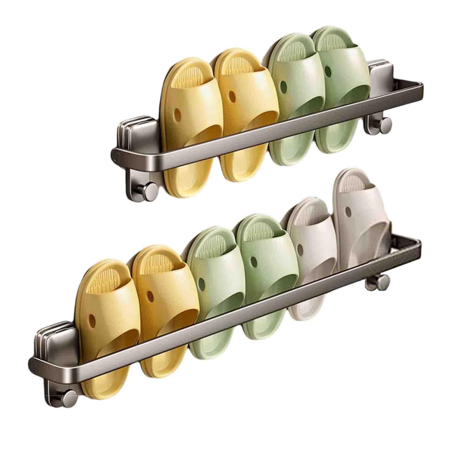 Scarpiera sottile in metallo, compatta, 30 cm, portatile, in alluminio, con ventose, ideale per uso domestico (grigio)