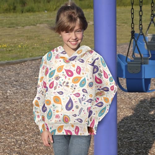 KLL Colorful Paisley Pattern Boys And Girls Sweatshirts Casual Athletic Hoodie Kangaroo Pocket4