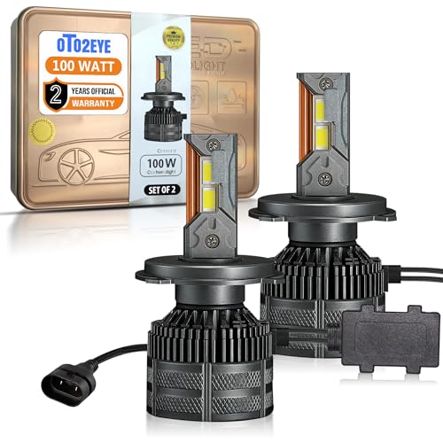 OTO2EYE H8/H9/H11/H16/H19 LED Headlight Bulbs, 100W, 10000 Lumens, Super Bright Headlight, 6500K, LED Headlight Auto Conversion Kit for Car, Set of 2, (2 Years Warranty)