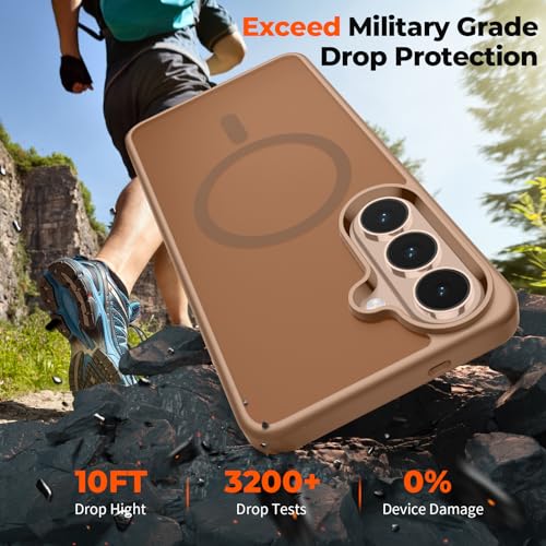 Image of SUPFINE Magnetic for Samsung Galaxy S26 Case with Screen Protector, (Built-in Magnets) (Military Grade Drop Protection) Slim Translucent Shockproof Phone Case,Brown
