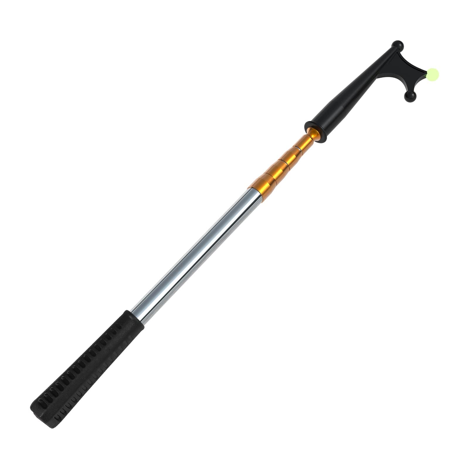 KOMCLUB Telescopic Boat Hook Stainless Steel Boat Push Hook Rod with Luminous Beads Docking Telescopic Rod TPR Non-Slip Handle Boating Accessories Hook Boat Device（Gold）