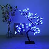 FUCHSUN Led Cherry Blossom Tree Lamp 18 Inch Light Up Bonsai Tree Battery USB Powered Artificial Flo