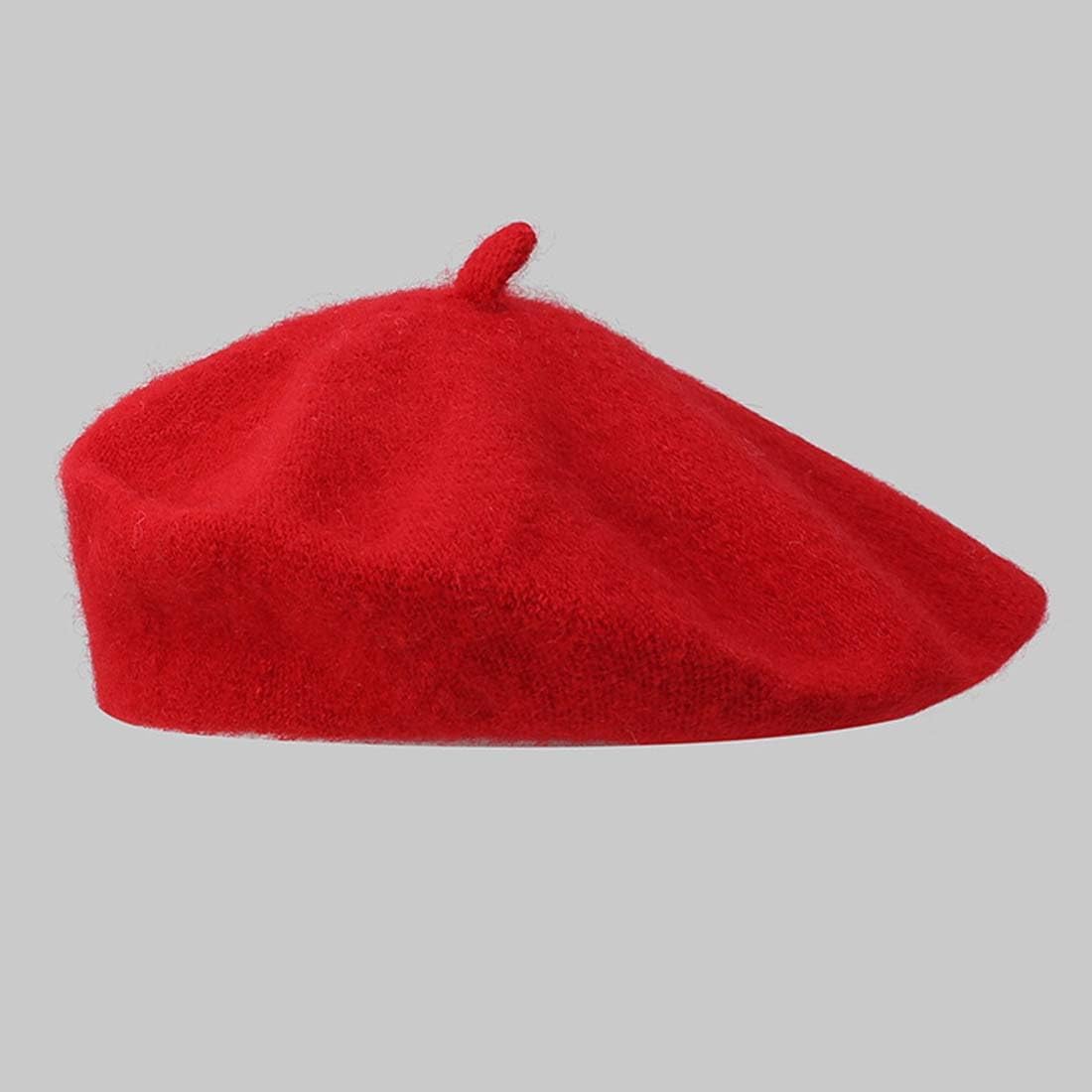 Women Knit Wool Beret Hat Soft Warm Crochet Beanie Hat Classic Knit Cap Vintage French Solid Fashion Accessory ZMZ05