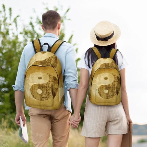 Mochila de mano para laptop con compartimentos y estampado Yin Yang 6