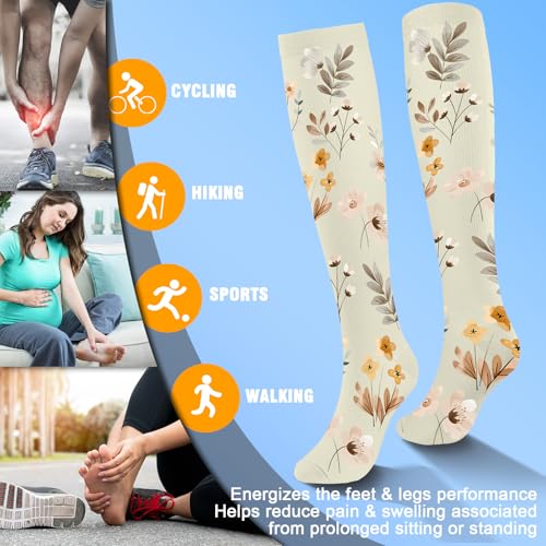 Image of Bropite Compression Socks for Women & Men Circulation-Compression Socks 20-30 mmhg-Best for Running,Medical,Nurse,Travel, 03A-Pink Peony, L-XL