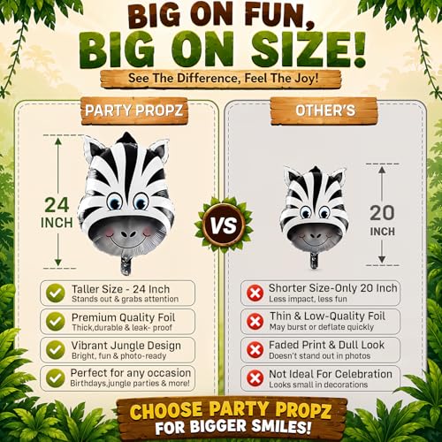 Image of Party Propz Jungle Theme Birthday Decoration Combo - Pack of 64 Pcs | Animal Theme Birthday Party Decorations With Led Light, 30 - 32ft Animals Safari Forest Foil Balloons (Cardstocks)