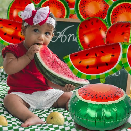 Lillbjornen FRUITBALLOON2024030503 12Pcs Watermelon Foil Balloons 4D Watermelon Party Decorations Summer Fruit Balloons thumb #4