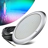 HUSUKU PL3-5 RGB LED Pool Light for Inground Pools-11 Inch 50W 6000LM 316 Stainless Steel Waterproof Pool Lights, DC12V Underwater Swimming Pool Light Fixture (50FT Wire, NOT Included Remote Control)