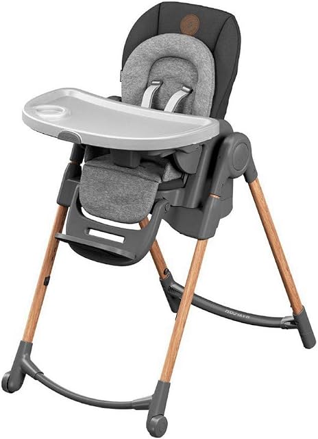 Maxi-Cosi Minla Baby Highchair, Adjustable High Chair with 6 Different Ways to Sit, Suitable From Birth, 0 Months-6 Years, Essential Graphite