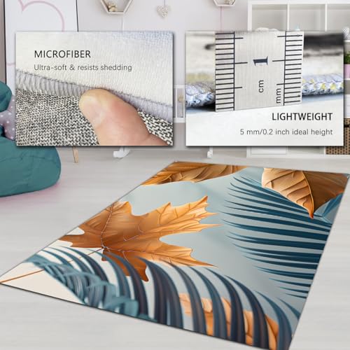 Tapis à feuilles botaniques antidérapant : la solution lavable idéale pour hall et cuisine