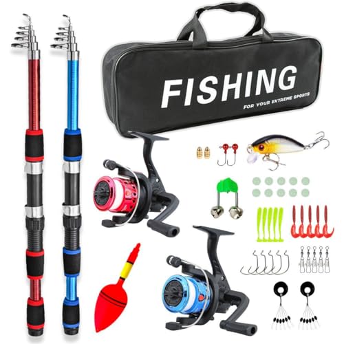 Kit Pesca, Kit Pesca Completo, Completo 2 Varas, Vara de Pesca Telescopica, Vara de Pesca com Molinete Profissional