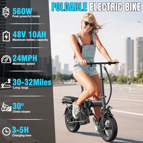 560W Folding Commuter Electric Bike for Adults Teens