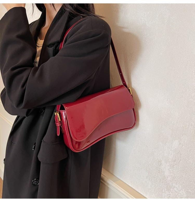 Image of Shoulder Bags for Women Y2K Purse Trendy Cherry Hobo Handbags Vegan Leather Clutch Saddle Bag with 2 Removable Strap