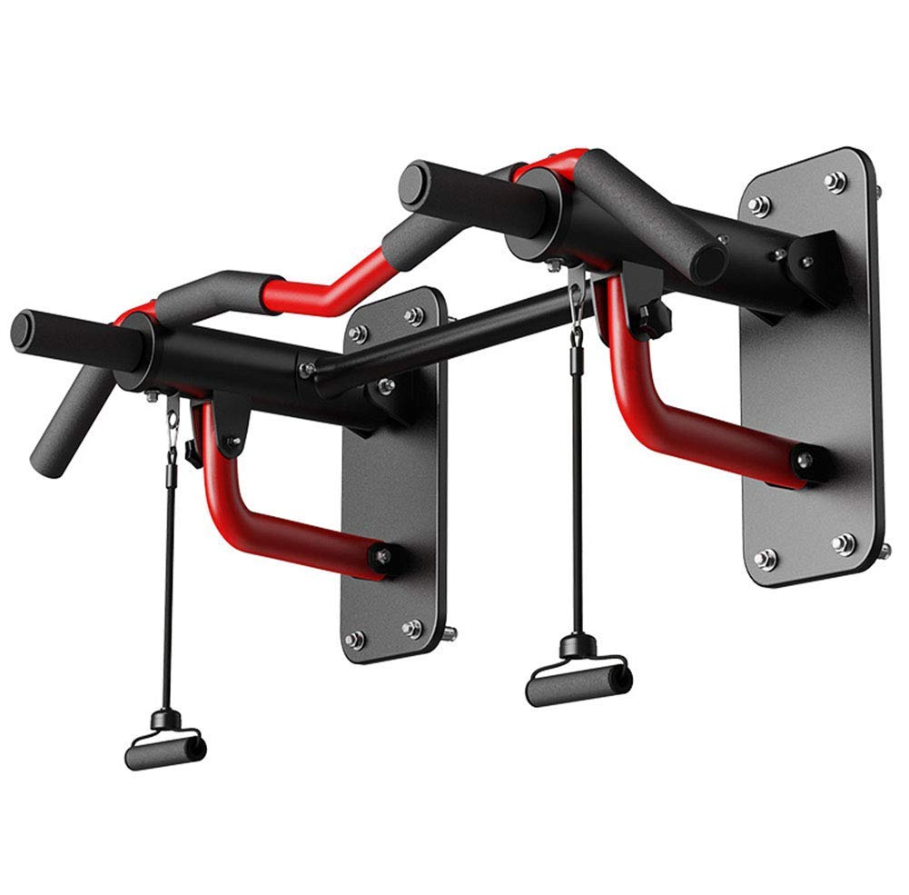 HTTGDGDH Black+Red Pull-Up Bars Wall-Mounted Chin Up Bar Folding Resistance Band Exercise Horizontal Bar Gym Fitness Equipment, Load 300Kg,Red,