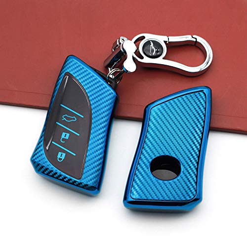 M.JVisun Soft Carbon Fiber Finish Car Key Fob Cover For Lexus ES200 ES250 ES260 ES300h ES350 GX460 LC500 LC500h LS350 LS500 LS500h LX600 NX300h UX200 UX250h UX260h TPU Case With Keychain - Image 3
