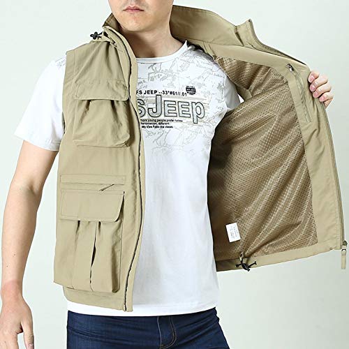 Flygo Men's Utility Casual Hooded Outdoor Work Fishing Travel Photo Vest Jacket with Pockets2