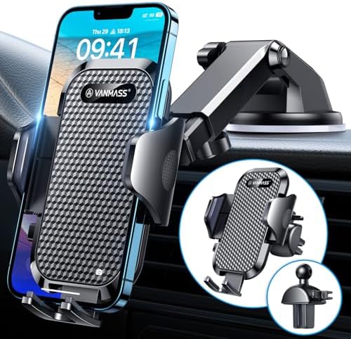 VANMASS Handyhalterung Auto 2026 Upgrade 4 in 1 Saugnapf & Lüftung | 100% Sicher Universale Handy Halterung Auto Motorradnavigation Für Alle iPhone 17 /16 /15 /14 Pro Max Samsung S