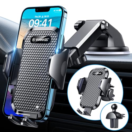 VANMASS Handyhalterung Auto 2025 Upgrade Super Stabil 3 in 1 Saugnapf & Lüftung 100% Sicher Universale Handy Halterung A...