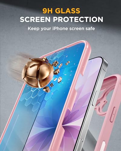 Image of Miracase for iPhone 17 Case 6.3'', Full-Body Military Grade Drop Protection Outdoor Phone case with Built-in Glass Screen &Camera Control,Easy Installation,No Gap,Compatible with MagSafe, Pink
