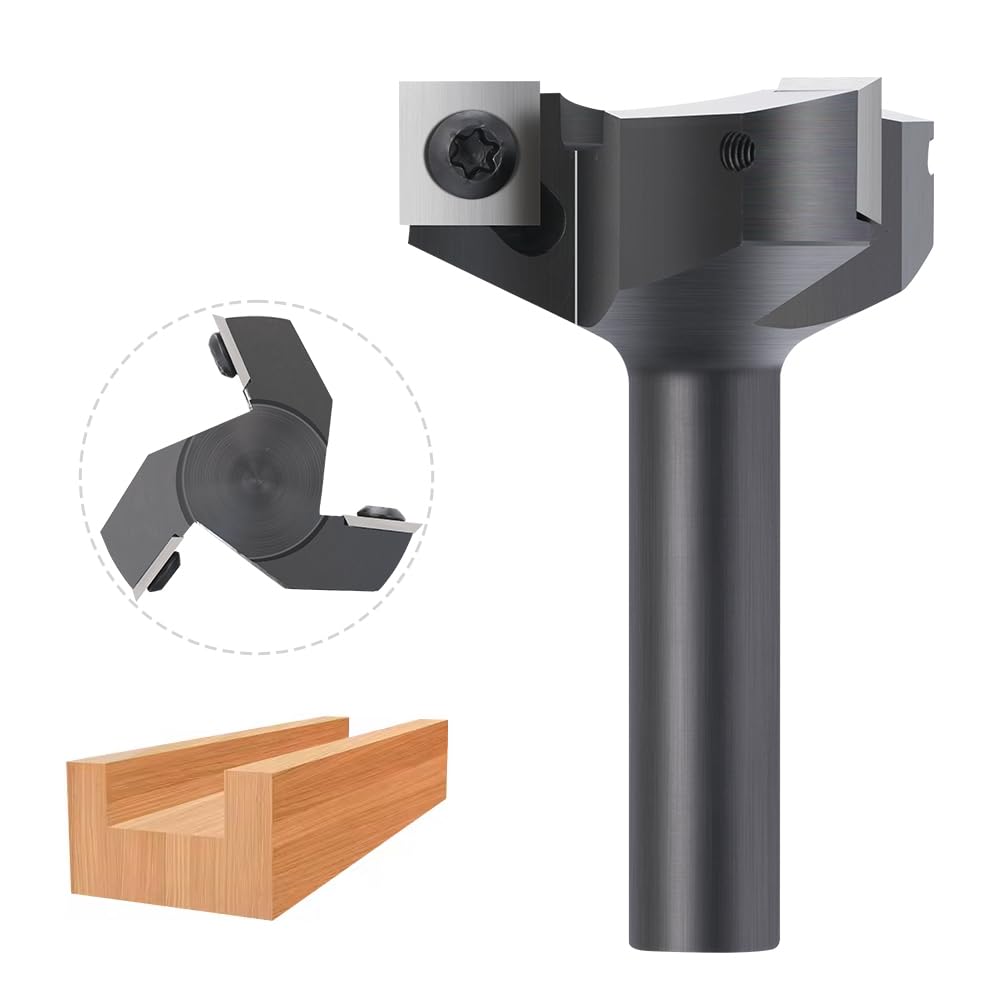 Fresa per fresatura superiore con gambo da 12 mm, diametro di taglio 50,8 mm, dotata di 3 lame intercambiabili in metallo duro da 12 x 12 mm, fresa per fresatura pianificata, fresatura e