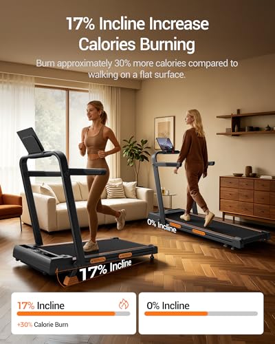 Image of 5-in-1 Walking Pad Treadmill with 17% Incline, Quiet Under Desk Treadmills for Home & Office, Compact Foldable Treadmill with Handles and 3.0HP Brushless, 330 LBS Capacity