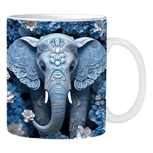 Ceramic Elephant Mug Tea Coffee Cup, Large Drinking Container, Soup Juice Water Holder, Kitchen Tableware, Microwave Safe Beverage Cup, Home Office Daily Drink Accessory