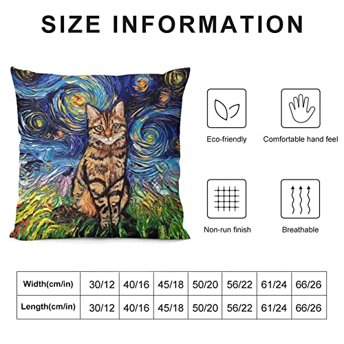 Abstract Cat Throw Pillow Cover 18 "X18 Funny Cat Throw Pillowcase For Couch Sofa Bed Bedroom Car Living Decor Van Gogh Art #TOP1