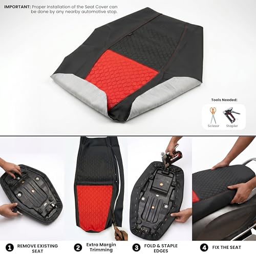 Image of Neodrift Premium Scooty Seat Cover - Universal Scooty Seat| All Black | Anti-Slip & Shock-Absorbing Design | Water-Resistant Fit | Strip Cushioning | Professional Fit | Nappa Art Leather