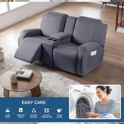 Funda de sillón relax reclinable blanca para sala de cine en casa con consola central 4