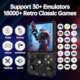 Febotak R36MAX Retro-Handheld-Spielkonsole, 4-Zoll-IPS-Display, 128 GB Speicher, 25.000 Spiele, Linux-System, 4000-mAh-Akku, Mini-Arcade-Konsole (Deep Black)