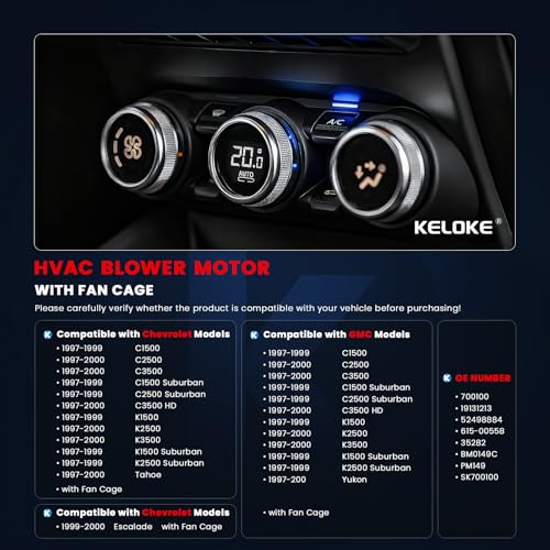 Image of KELOKE Front HVAC Heater Blower Motor Fan Fits for 1997-2000 Chevy, GMC & Cadillac Vehicles - C1500 /2500 /3500 Suburban, K1500 /2500 Suburban, Tahoe, Escalade, Yukon, Replace# 700100