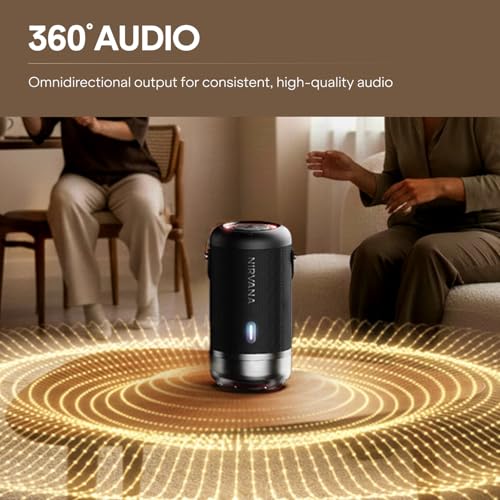 Image of Boat 2026 Launch Nirvana Luxe,360- Surround, Spatial Audio, 100W, 15hrs Battery, Broadcast, App Support, NFC Pairing (Android), Bluetooth Speaker, Wireless Speaker, Portable Speaker (Charcoal Black)