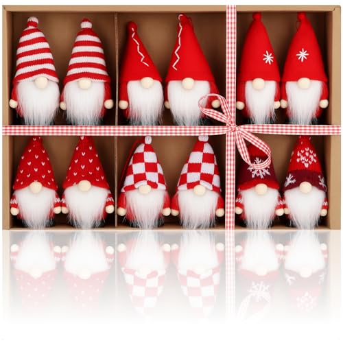 com-four® 12x Premium Weihnachtsbaum-Anhänger Wichtel -...