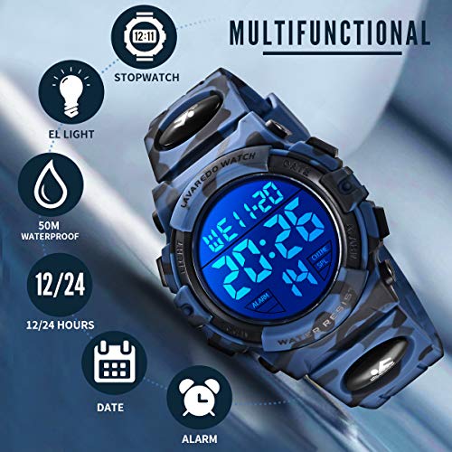 Image of Kids Watch,Boys Watch for 3-15 Year Old Boys,Digital Sport Outdoor Multifunctional Chronograph LED 50 M Waterproof Alarm Calendar Analog Watch for Children with Silicone Band,Kids Gift