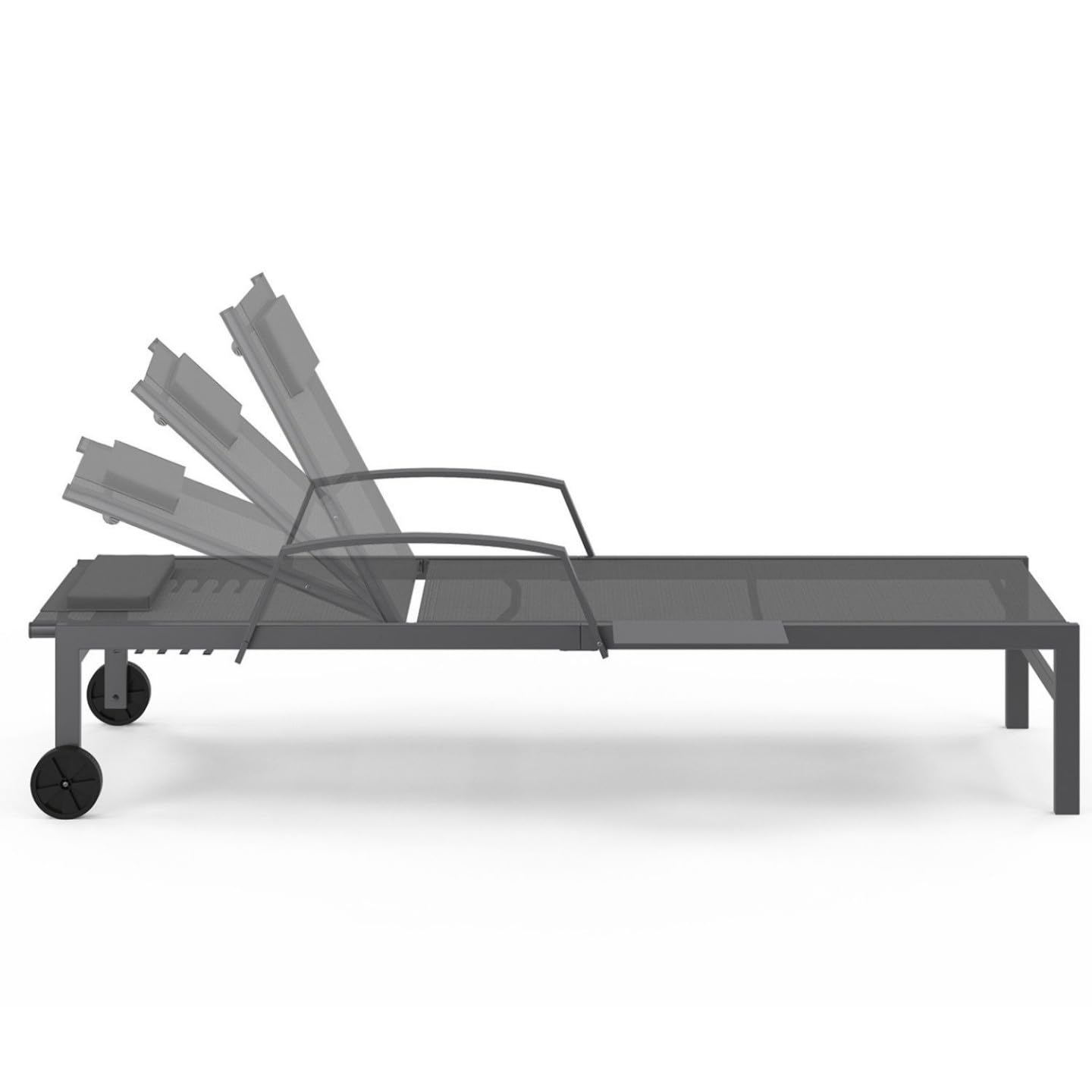 IDMarket - Lot de 2 transats de Jardin inclinables Java avec tablettes en Acier Gris et Toile Grise