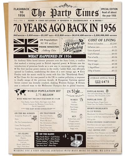Mirelia 70th Birthday Card Women and Men Perfect as 70th Birthday Gifts for Men and 70th Birthday Decorations for Women Thick 26.9x19.8 cm with Kraft Envelope