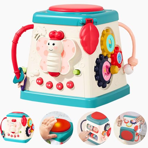 First MART 5 in 1 Activity Toys for 1+ Year Old with Animal Voices, Rhymes, Tunes, Drum Box with Lights, Musical Toys for 1 Year Old & Toddlers Toys