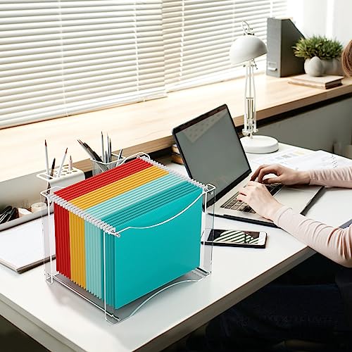 Maxgear MAXGEAR-ACRYLIC-FILE-ORGANIZER Hanging File Organizer Box, Acrylic File Folder Organizer With Built-In Handles, Clear File Storage Organizer For Letter/A4 File Folder, Desktop Acrylic File Box thumb #6