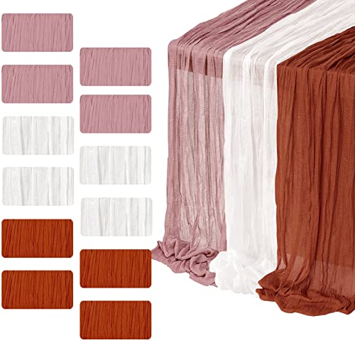 12 Pack Cheesecloth Table Runner Runner Gauze Boho Wedding Decor Romantic Table Runner for Wedding Birthday Party