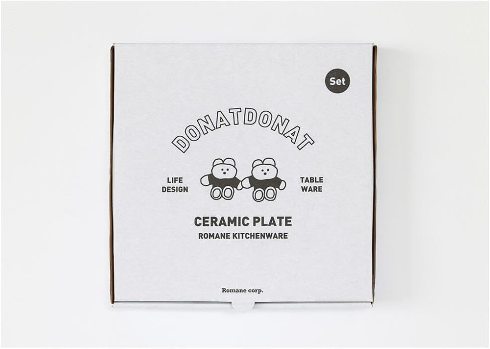 【ROMANE】韓国ブランド セラミックプレート 2枚組 DONATDONAT 正規品 韓国食器 韓国インテリア (Kitty) [